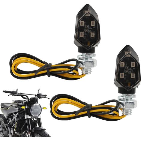 2 Pièces Clignotant Moto LED 12V Mini 5 LED, Clignotants Universels M8 Noir avec Verre Fumé Jaune, Étanches pour Moto Scooter Quad Off-Road (1/5)