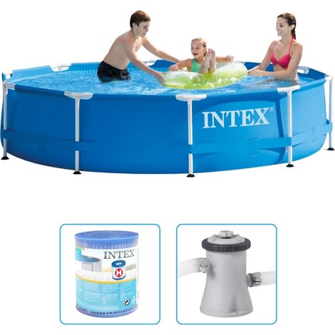 Piscine à cadre métallique Intex - 305 x 76 cm - Ronde - Avec pompe de filtration