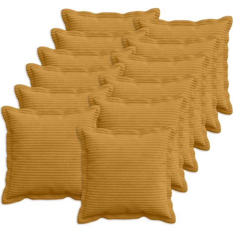 vidaXL Cushion Cover 12 pcs HOUTEN Yellow 40 x 40 cm Corduroy (1/5)
