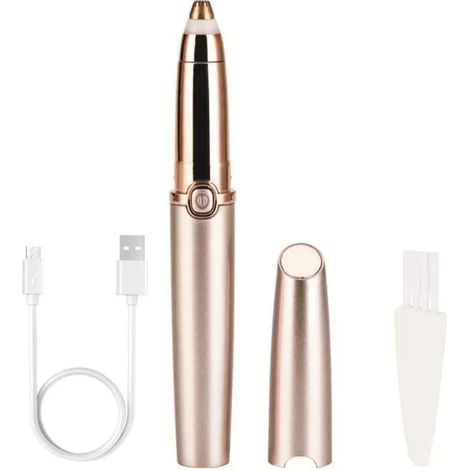 Tondeuse électrique rechargeable pour sourcils, épilateur pour sourcils et visage indolore et sûr, avec câble USB et brosse de nettoyage, or rose