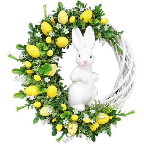 Osterkranz aus Acryl mit Hasen-Ei – Wanddekoration für drinnen und draußen, ideal für die Osterfeier am Hauseingang (1/4)