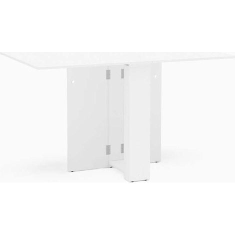 Mesa para cocina, comedor abatible acabado blanco, 17.4+134.2cm(ancho) 75cm(altura) 80cm(fondo). (1/4)
