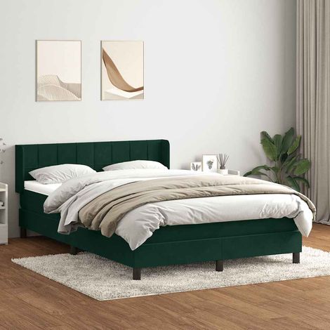 Sommier à lattes de lit et matelas vert foncé 160x220cm velours