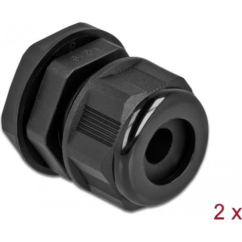 Delock Prensaestopas PG16 para cable redondo negro 2 piezas