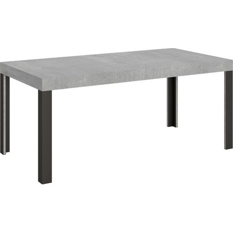Table extensible bois pieds bois et acier anthracite Liva 160 à 264 cm 4 pieds-Gris ciment-4 pieds-160 à 264 cm (1/5)