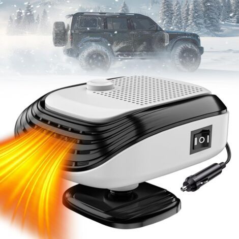 Chauffage de Voiture 12/24V 150W, Chauffage D'appoint Chauffage et Refroidissement, Ventilateur Base Rotative à 360 degrés Chauffage Rapide du Pare Brise de Voiture Plug in Allume Cigare (Blanc-12V) (1/5)