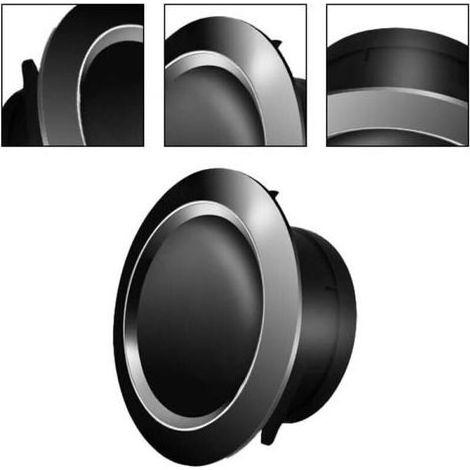 Grille de ventilation, version disque rond, pour cuisines, salles de bains, pour ouvertures de 125 mm de diamètre, noire (1/5)