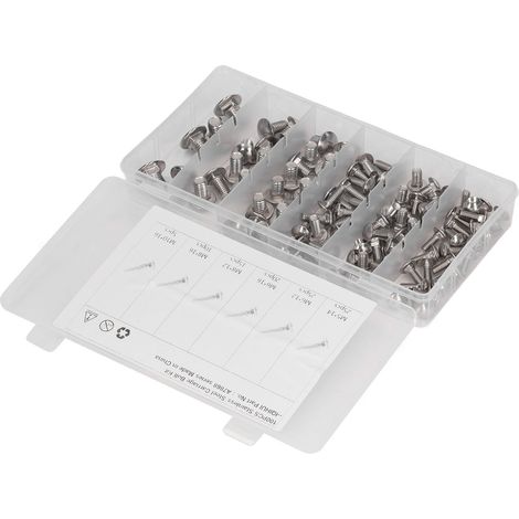 Packung mit 100 Vierkant-Innensechskantschrauben, Rundmuttern, Schrauben aus Edelstahl 304, 6 Größen, hochbelastbare Befestigung (1/5)
