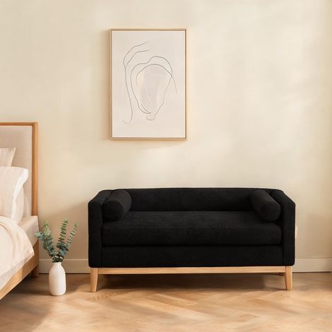 Banquette rembourrée design avec coussins 149 cm noir en chenille (1/5)