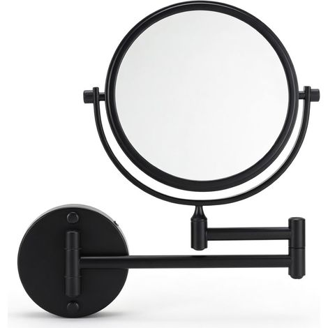 Specchio da trucco a parete nero 6 pollici senza foratura base rotonda spessa (1/5)