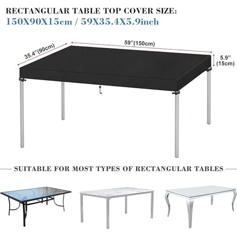 Housse Table de Jardin 150x90x15cm 420D Tissu Oxford Housse Plateau Table de Jardin Housse de Protection pour Table Exterieur Impermeable Bâche de Protection pour Table de Jardin Anti UV (1/5)