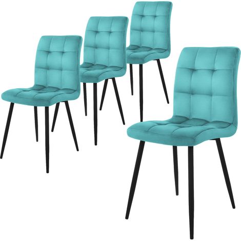 ML-Design Esszimmerstühle 4er Set, Petrol, Küchenstuhl mit Samtbezug, Wohnzimmerstuhl mit Rückenlehne, Polsterstuhl mit Metallbeinen, Ergonomischer Stuhl für Esstisch, Esszimmerstuhl Küchenstühle