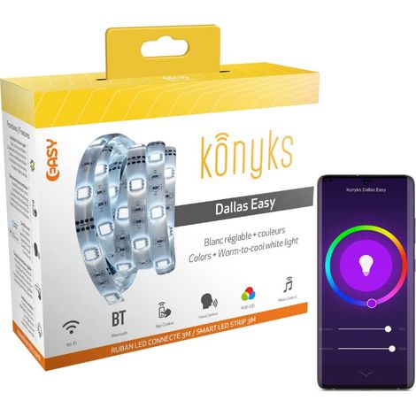 Ruban LED connecté - Wi-Fi + BT, Couleurs + Blanc réglable, Longueur 3 mètres, automatisations faciles, usage intérieur (1/5)