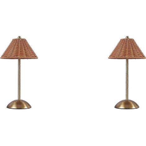 Lampe de table LED, 2 diodes, finition marron, rechargeable, 3 couleurs, pour table de chevet, bureau, salon ou décoration.-AquaForge (1/5)