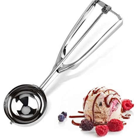 Paletta per gelato in acciaio inox con meccanismo a molla per palline da 4 cm. (1/5)