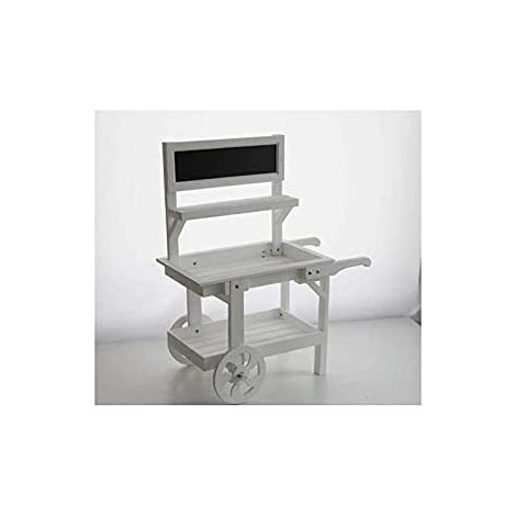 CARRETTO PORTA PIANTE IN LEGNO BIANCO CON LAVAGNA 112 X 58,8 X H143,5 CM (1/2)