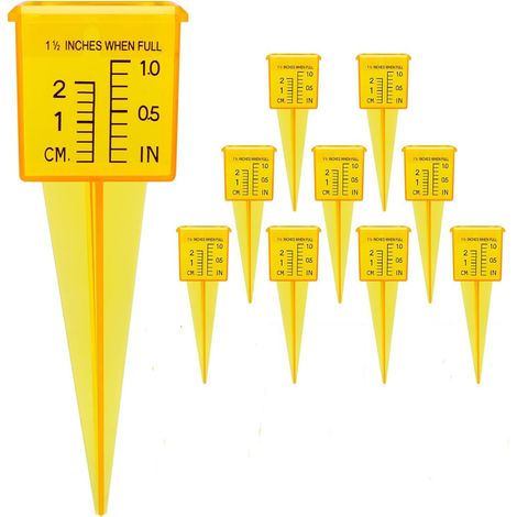 Lot de 10 pluviomètre de jardin, compteur de pluie en plastique avec échelle, outil de mesure de l'eau pour l'extérieur, pluviomètre professionnel pour jardin en plein air ferme