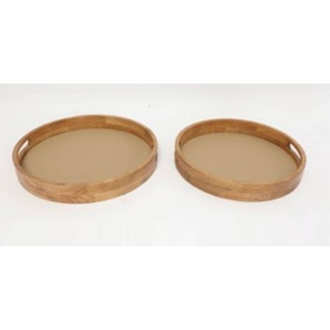 Vassoio rotondo pu bonie taupe x2 - Atmosphera créateur d'intérieur (1/3)