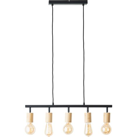 Brilliant Lampe Tiffany Balkenpendel 5flg schwarz matt/natur Metall/Kunststoff braun 5x A60, E27, 28 W (1/5)