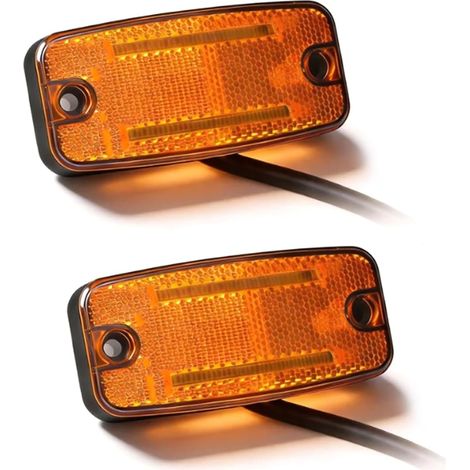 2 Pcs Feux de Gabarit LED 12V/24V Orange avec Réflecteur, Feux de Position Latéraux pour Remorque, Voiture, Camion, Caravane, RV (Jaune/Ambre) (1/5)