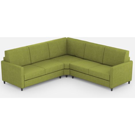 Canapé d'angle moderne italien tissu vert pistache Korane - 5 tailles-Taille 281x241 cm (1/5)