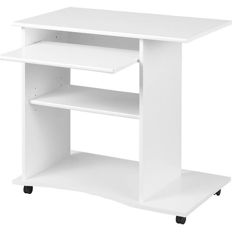 Altobuy – Bureau gamer sur roulettes 80x50xH75 cm – Structure en panneau de particules blanc – Poids max 10 kg – Compact et élégant (1/6)