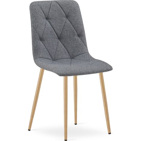Sedia Imbottita Libra Grigio Scuro con Gambe Effetto Rovere (1/5)