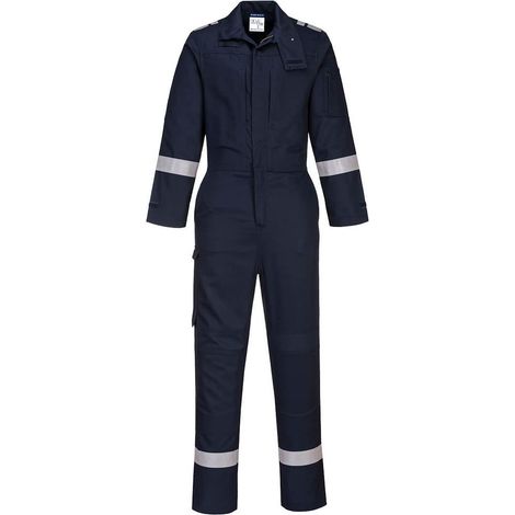 Combinaison de travail résistante à la flamme multipoche sans métal Portwest Bizflame Plus Bleu Marine L (1/2)