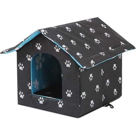 Caseta para gatos，Caseta aislada para exteriores，Impermeable，Para interiores y exteriores，Ideal para gatos callejeros，Negra，353330 cm (1/5)