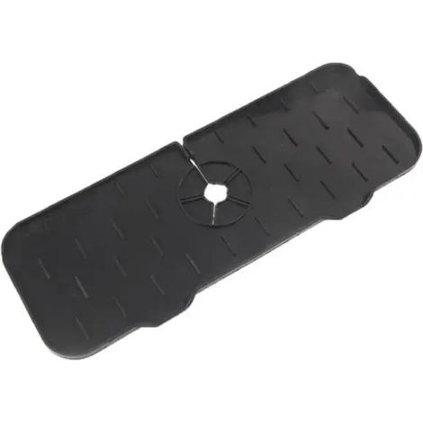 Tapis de protection en silicone pour robinet de cuisine, attrape-éclaboussures pliable, noir, 1 pièce (1/4)