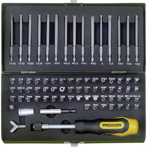 Proxxon – Coffret multi-outils 75 pcs – Embouts de sécurité et spéciaux 1/4' – Acier Chrome-Molybdène pour usage professionnel – Boîte en acier robuste (1/5)