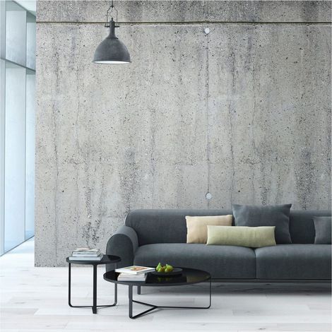 Photo wallpaper Profhome 392551 hot embossed non-woven wallpaper smooth in concrete look matt grey green 1.59 m x 2.8 m (1/4)