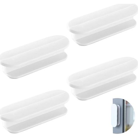 4 x Self-Adhesive Door Handles Set, No Drilling Self-Adhesive Door Handles for Balcony, Window, Balcony Door Handle for Drawer, Cabinet, Furniture (White) (1/5)