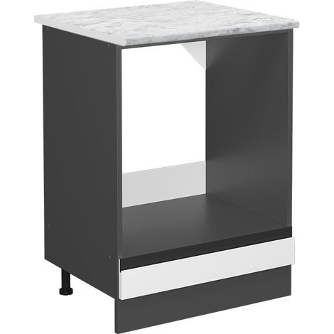 Herdumbauschrank R-Line, Weiß, 60 cm AP Marmor, Vicco