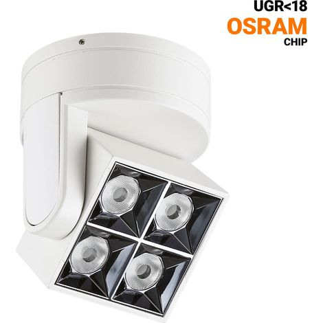 Aplique Techo LED Cuadrado Orientable 8W - CCT - UGR18 - Chip - Blanco