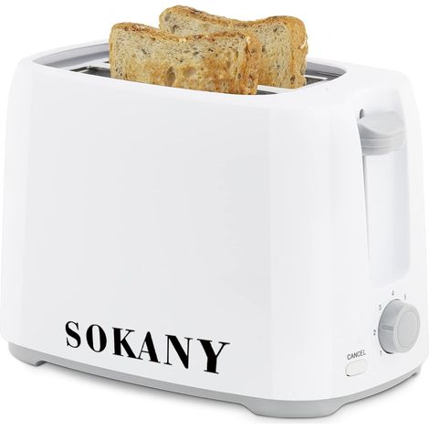 Tostapane Elettrico 700W Vassoio Raccoglibriciole Estraibile Pulsante Stop SKNY (1/5)