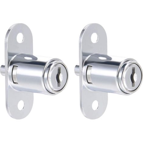 Tiroir Bureau Penderie Cabinet Pousser Piston Verrouillage 3/4" Cylindre Diamètre 7/8" Cylindre Longueur Zinc Alliage Chrome Finition Clé Différente 2Pcs (1/5)