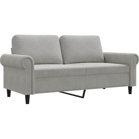 Divano a 2 Posti Sofa Grigio Chiaro 140 cm in Velluto (1/5)