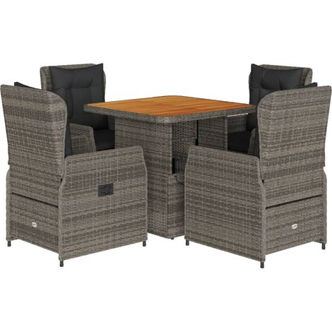 Maison Exclusive - 5-tlg. Garten-Essgruppe mit Kissen Grau Poly R