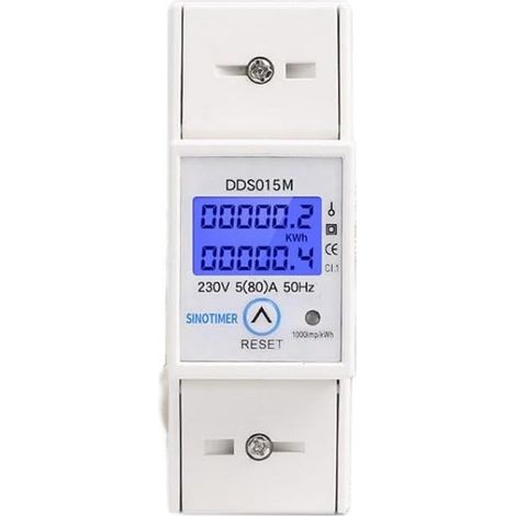220V Electricity Meter, Energy Consumption, 50Hz Digital LCD Single-Phase Energy Meter Wattmeter, DIN Rail Mount with Backlight, Measures Electrical Consumption 5-80A 230V