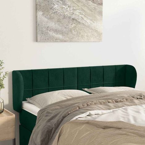 vidaXL Cabecero de terciopelo verde oscuro 147x23x78/88 cm (1/5)