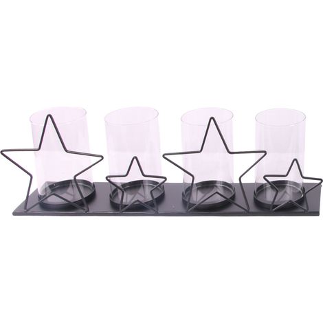 TrendLine Adventskranz Metall 56 x 17 cm inklusive 4 Gläser
