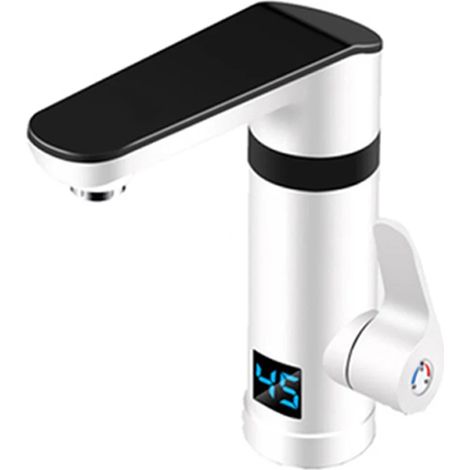 Chauffe-eau électrique instantané 3000 W (blanc) avec robinet et affichage de la température, idéal pour la cuisine et la salle de bain, prise européenne standard. (1/5)