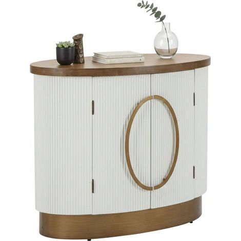 Dmora - Credenza Kolinsky, Buffet da soggiorno, Madia da salotto, Dispensa da cucina, 79x48 h67 cm, Bianco e Marrone