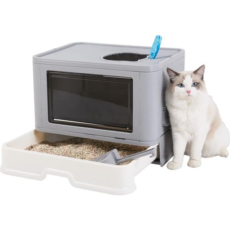 Lettiera Toilette per gatto Chiusa Grande Contenitori con Cassetto 50x38x37cm (1/5)