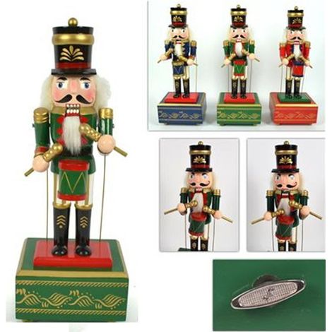 Soldatino schiaccianoci in legno cm31 con carillon per addobbi regali di natale idea da collezione (1/5)