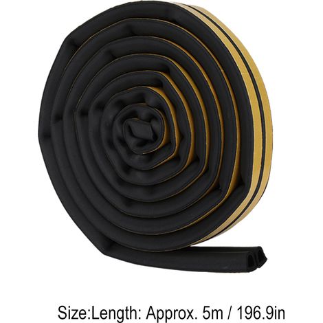 Selbstklebendes Akustik-Dämmband – Format 14 x 12 mm, 5 m Länge, schwarz – für Fenster und Türen, Mückenschutz (1/5)