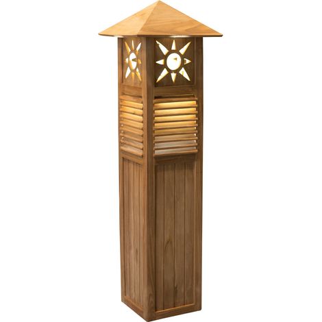Teakholz Garten Laterne Sun - Witterungsbestöndige Teakholzlaterne Indoor oder Outdoor (1/3)