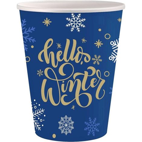 Taza ecológica "Alegría de invierno", elegantes tazas azul marino para el invierno.