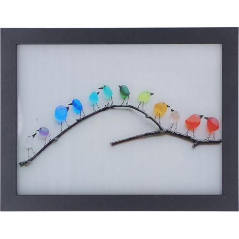 Cadre Photo 12 Oiseaux en Bois de Verre de Mer - Décoration Murale Unique pour Jardin, Patio, Salon DIY (1/5)